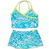 カーターズ（Carter's）水色ゼブラ柄タンキニ水着上下セット(パレオ付) 3T 3歳用　93cm-98cm 出産祝いギフトプレゼント,ビキニスイムウェア,スイミングスクール,水泳,アニマル柄 [並