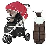 GRACO (グレコ) 3輪ベビーカー シティトレック レッドRD + フットマフ BR セット