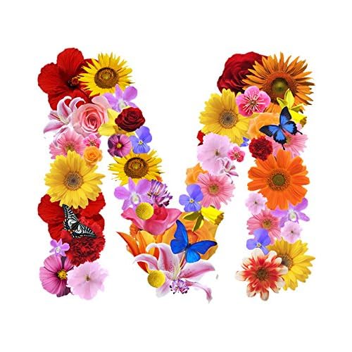 一文字からの ステッカー 花 フラワー Mサイズ 5cm×5cm アルファベット 英語 シール式 装飾 おしゃれ 壁紙 はがせる 剥がせる カッティングシート wall sticker 雑貨 ガラス 窓 DIY 北欧 おしゃれ 子供 お名前シール M