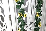BASONG　観葉植物 緑 吊り 向日葵 壁掛 グリーン 人工 植物 1.8メートル　 ひまわり　イエロー