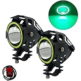 バイク用 U7 LED フォグランプ イカリング フォグライト バイク イカリング ストロボ プロジェクター フォグ 12V 24V 汎用 防水 4モード切替 (2個セット)(BFU7201-GR)(Green)
