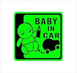 BABY IN CAR 赤ちゃん&車 緑 カッティングステッカー ウォールステッカー ステッカー