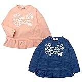 (ピンク/95cm)ベビー服 女の子 トレーナー 長袖 ニット ロゴプリント フリル 女児 ベビー