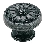 Amerock BP1336WI Natural Elegance Round Knob with Floral Design, 1-11/32-Inch, Wrought Iron Amerock 