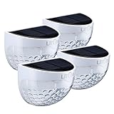 Litom Semi-circle Waterproof Fence Light Solar Lights Outdoor Garden for Patio Stairway White(4PACK)