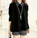 Spinas（スピナス) レディース マタニティ ニット 2015 秋 冬 あったか マタニティ 襟付き セーター☆ (black)