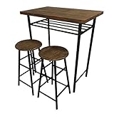 ドウシシャ(Doshisha) カウンターテーブル ブラウン 幅80×奥行50×高さ90.5cm カウンターテーブル&amp;チェア 3点セット CS8050-BR