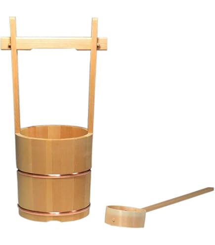 Amazon｜やまこう 特上 手桶セット 木製（さわら材）小型 □ 6寸 □お