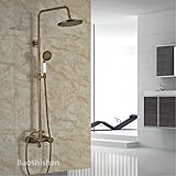 Brass Antique Wall Mounted Shower Mixer Faucet Set Bathroom Outdoor Bath Shower Mixer Taps (white ha