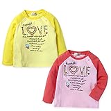 ベビー服 女の子 Tシャツ 長袖 Mialy Mail 宝石モチーフプリント ラグラン袖 スナップボタン付き 女児 ベビー (1.イエロー/90cm)