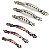 アンティーク 調 取っ手 4本 セット 食器棚 キャビネット ビス付き ツマミ 引き出し ハンドル DIY ドア取っ手 プルハンド