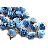 シミュレーションローズフラワー – TOOGOO ( R ) 100pcsマルチカラー小ティーローズDIYローズフラワー人工花ヘッドシルク花ホームウェディング装飾フラワーヘッド＠＠ラベンダー＠ ブルー