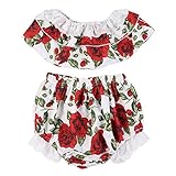 Allouli 2本/セット新生児の女の子の服セット花のレースのトップス+花のショーツ