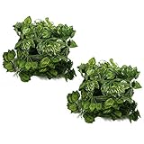 Auntwhale 2m人工アイビーリーフガーランド植物ブドウ吊りウェディングガーランドフェイク葉花ホームキッチンガーデンオフィスウェディングウォールデコレーション