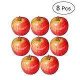 Vosarea 8本の偽のアップルモデルのウェディングパーティの家の装飾（赤）