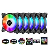 Novonest 120mm 5Vで PCケースファン RGB虹色 LEDリング搭載 静音タイ...