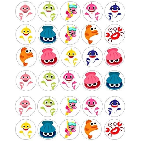 Cute Baby Shark Party Supplies C Cute Shark Cupcake Topper And Wrapper Set Of 24 Birthday Party Supplies Baby Shark Cake Decoration Amazon Sg Home