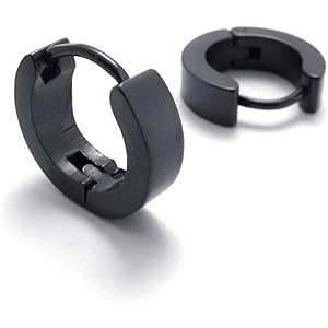 [テメゴ ジュエリー]TEMEGO Jewelryメンズステンレススチール製のシンプルな無地反っフープスタッドピアスセッ…