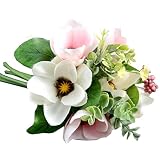 Mikeyストア6ヘッド人工MagnoliaシルクDaisy Bouquet部屋装飾 M ホワイト B01N0QZ7QN