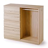 チェスト 収納チェスト 4段 タンス 箪笥 幅120cm 洋服タンス ハンガーラック 洋服収納 オーク