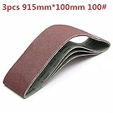 Generic 3pcs 915mm*100mm 100 Grit Alumina Sanding Belts Sandpaper Self Sharpening Oxide Abrasive Str