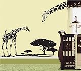 Pop Decors Removable Vinyl Art Wall Decals Mural for Nursery Room, Little Giraffe and His Mother by 