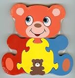Traditional Wood'n'Fun: Baby/Toodler Wooden Colourful Bear & Cub Jigsaw/Puzzle by Ackerman