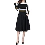 [ユニベイズ] フレアスカート ひざ丈 ロング レディース シンプル 無地 ウエストゴム 通勤 OL オフィス スカート