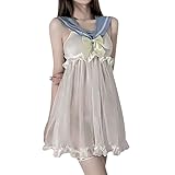[MONEON] コスプレ スケスケ セーラー服 セクシー シースルー ワンピ パンティー付き 3点セット ホワイト 白 ランジェリー 制服
