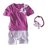 AvaCostumeベビーガールズ夏の半袖花柄のショーツ服セット 9M