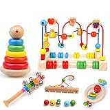 ベビークラシックおもちゃの子供木製のローラーコースタービーズ早期学習教育玩具 - 迷路おもちゃビーズ ( Color : E )