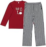 マタニティ ルーム ウェア パジャマ 妊婦 服 トレーナー スエット 長袖 長ズボン 授乳 口 付き (L, レッド・グレイ)