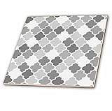 3dRose ct_120263_2 Gray Quatrefoil Patternin Different Shades of Grey Trendy Moroccan Style Lattice 