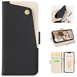 CASSYOOK 適合 iphone 17e ケース 手帳型 いphone17e ケース 表面ポケット便利 財布型 カードポケット付き あいふおん17eケース 手帳型 全面保護 スマホケース iphone 17e 手帳型 カード収納 横置きスタンド機能 高級PUレザー おしゃれ 上質な手触り 擦り傷防止(ブラック)