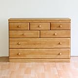 日本製 カントリー風 幅120cm 4段ローチェスト 完成品 (ナチュラル)