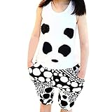 powerya　子供服　セット　ガールズ　ボーイズ　男女共用　タンクトップ　パンダ 柄　半ズボン　水玉 柄　超可愛い　部屋着　外出　 (120)