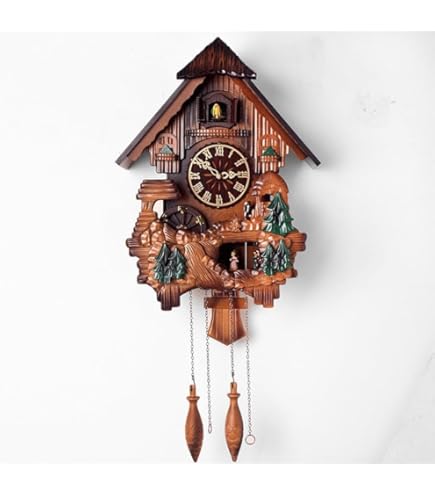 Amazon.co.jp: 掛け時計 純木彫りのカッコウの壁時計の彫刻鳩時計
