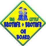 (SUN) BIG BROTHER + LITTLE BROTHER ON BOARD (like baby on board sign) Non Personalised novelty baby 