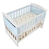 Zicac ベビーベッドガード ベッドバンパー 2色選択可能ベッドレール ベビーベッドフェンス 通気性 ポータブル 四方タイプ 取り付け便利 (ブルー)