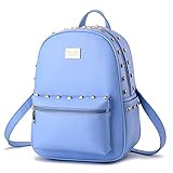Hydne GirlレディースファッショナブルGentlewomanly大容量リベットバックパック肩バッグ ブルー