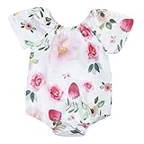 Domybestベビー服 ロンパース　夏　女の子ボディスーツ　赤ちゃんカバーオール　半袖　花柄プリント　可愛い　カジュアル　新生児　出産祝い