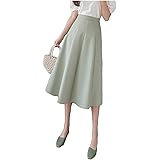 [House Yayoi] スカート フレア レディース ミモレ丈 膝丈 きれいめ 落ち感 大人可愛い 膝下 ゆったり ロング丈 膝丈 春 薄手 体型カバー 着痩せ 裏地付き ハイウエスト オフィス 通勤 Skirt