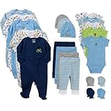 Garanimals Newborn Boy 21-pc Layette Set and 2-pc Baby Wash Cloth Bundle (0-3 Months) by Garanimals 