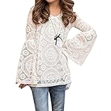 ベビーガールズ長袖レースカットフレアスリーブブラウストップ (6-7歳, A)