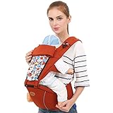 [ドリーマー]　ヒップシート　ベビースリング　2way　よだれかけ付き　キャリア　抱っこひも　おんぶ紐　取り外し可能　赤ちゃん　新生児　幼児　通気性　軽量　多機能　マタニティ用品　オールシーズン　赤　