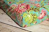 Lavender Linens Coral and Aqua Floral Crib Sheet by Lavender Linens