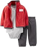 Carter's(カーターズ) ベビー フリースジャケット / ボディスーツ / ロングパンツ 3点セット (レッド) Baby 3-Piece Cardigan Bodysuit & Pants S