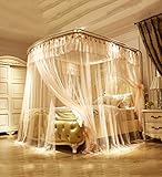 LIQICAI 蚊帳 高密度ネット 厚い 伸縮式スタンド U字形ガイドレール 2.1m高い、 マルチサイズオプション ( 色 : ベージュ , サイズ さいず : 1.8x2m )