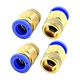 uxcell　空気圧クイックカプラ　クイック継手　コネクタ　ネジ径16mm　ストレート　4個