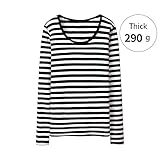 厚手のストライプブラウスの女性の長袖スリムTシャツ ( 色 : B , サイズ さいず : L l )